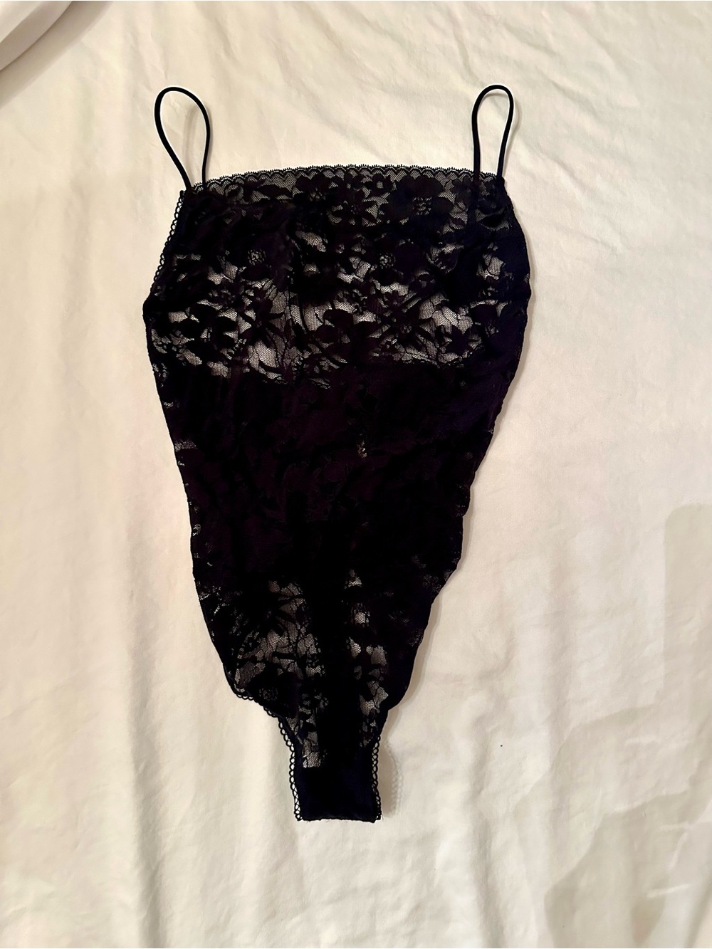 VS Lace Sheer Cami Bodysuit - Black